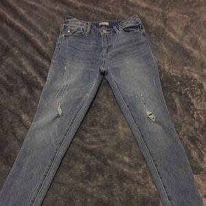 Skinny blue ripped jeans